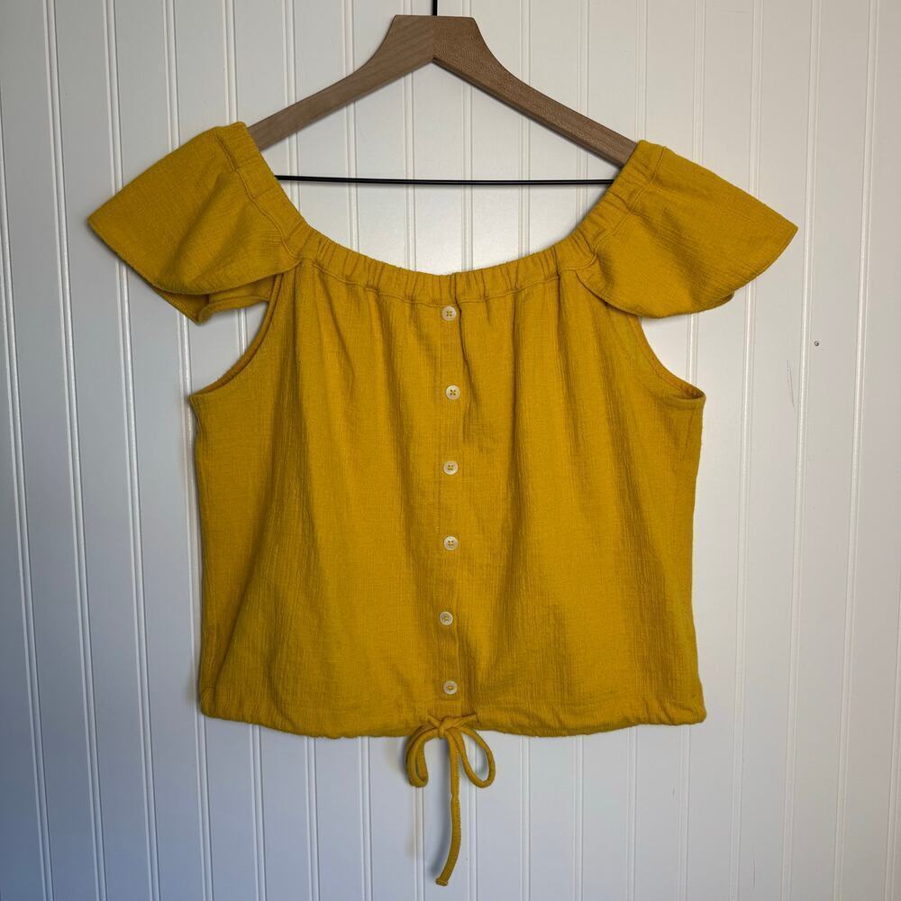 Madewell Texture & Thread Off-the-Shoulder Top Golden Yellow Women’s Size XL - Picture 2 of 11